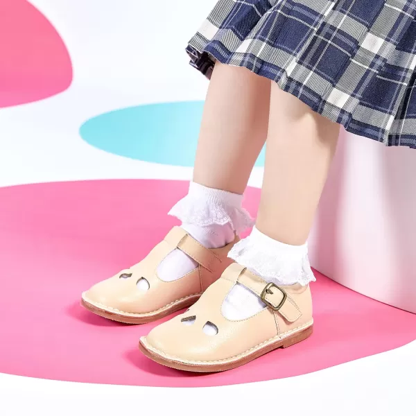 THEE BRON Girls Mary Jane Flats Toddler Kids School Uniform Party Dress ShoesAg232beige