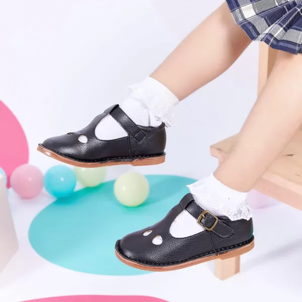 THEE BRON Girls Mary Jane Flats Toddler Kids School Uniform Party Dress ShoesAg232black