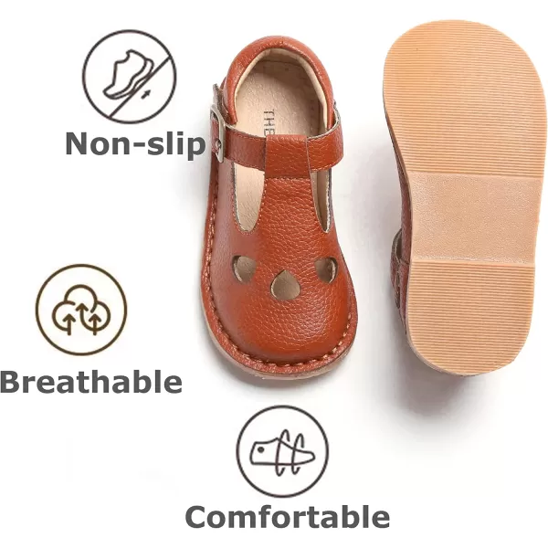 THEE BRON Girls Mary Jane Flats Toddler Kids School Uniform Party Dress ShoesAg232brown