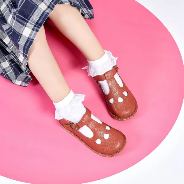 THEE BRON Girls Mary Jane Flats Toddler Kids School Uniform Party Dress ShoesAg232brown