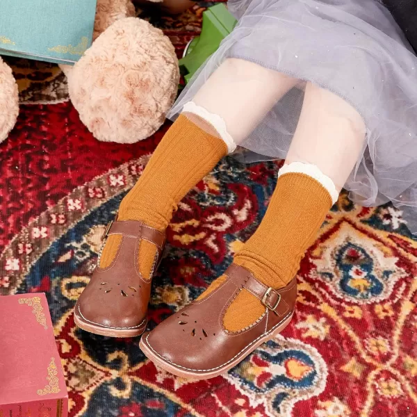 THEE BRON Girls Mary Jane Flats Toddler Kids School Uniform Party Dress ShoesAg284brown