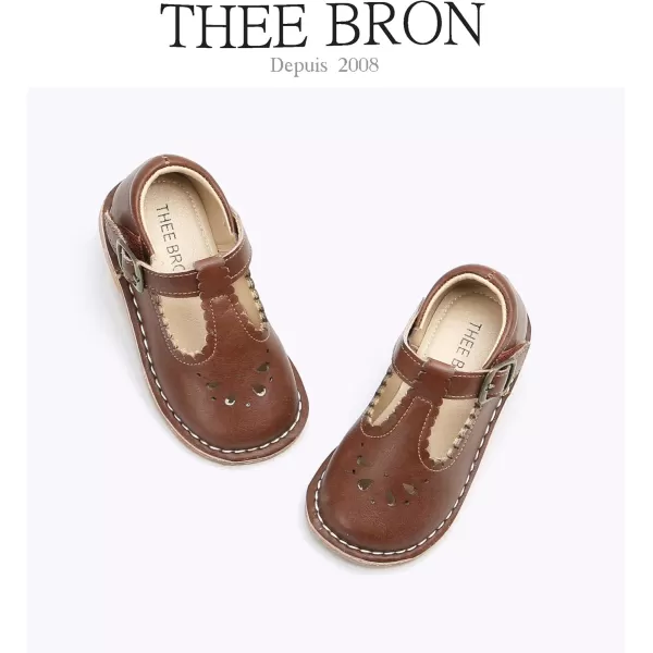 THEE BRON Girls Mary Jane Flats Toddler Kids School Uniform Party Dress ShoesAg284brown