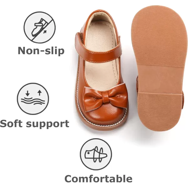 THEE BRON Girls Mary Jane Flats Toddler Kids School Uniform Party Dress ShoesAx302brown