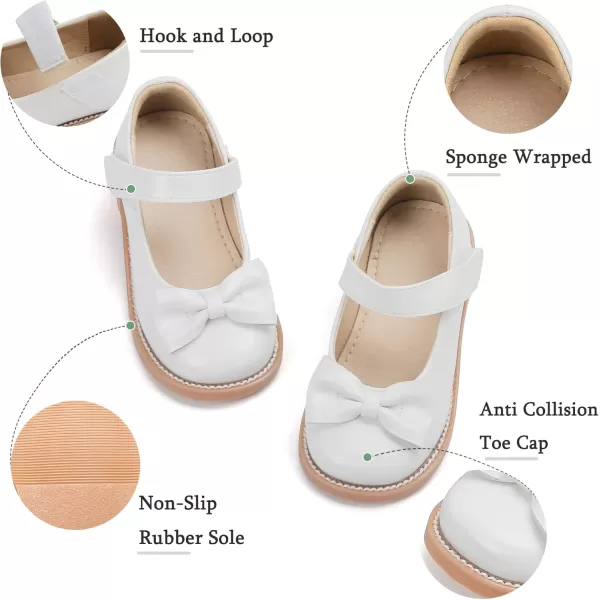 THEE BRON Girls Mary Jane Flats Toddler Kids School Uniform Party Dress ShoesAx302white