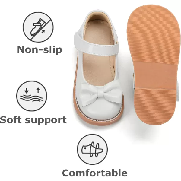 THEE BRON Girls Mary Jane Flats Toddler Kids School Uniform Party Dress ShoesAx302white