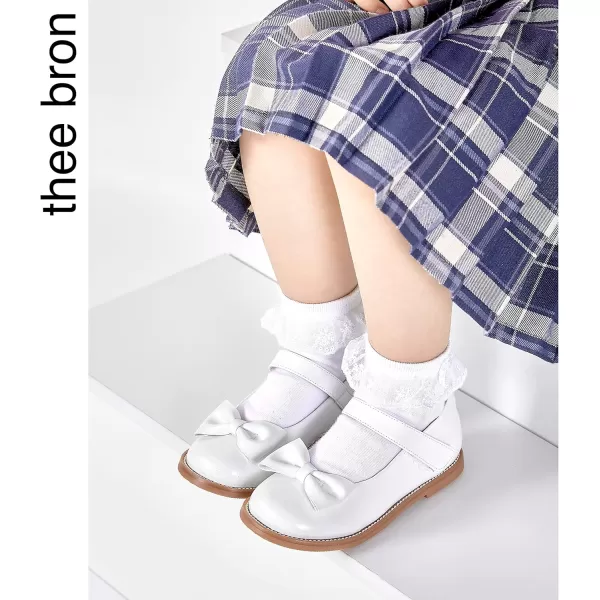 THEE BRON Girls Mary Jane Flats Toddler Kids School Uniform Party Dress ShoesAx302white