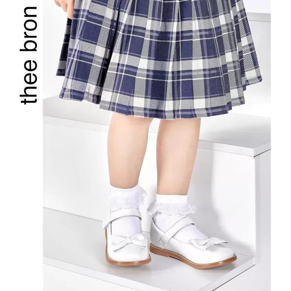 THEE BRON Girls Mary Jane Flats Toddler Kids School Uniform Party Dress ShoesAx302white