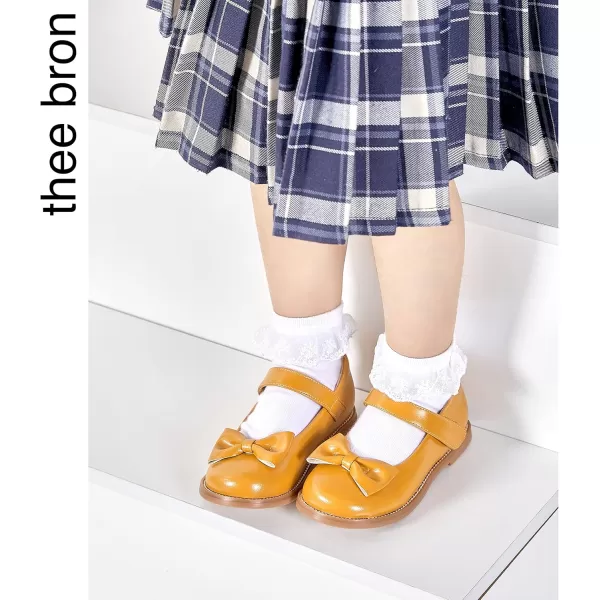 THEE BRON Girls Mary Jane Flats Toddler Kids School Uniform Party Dress ShoesAx302yellow