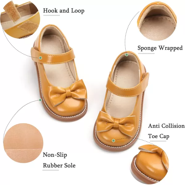 THEE BRON Girls Mary Jane Flats Toddler Kids School Uniform Party Dress ShoesAx302yellow