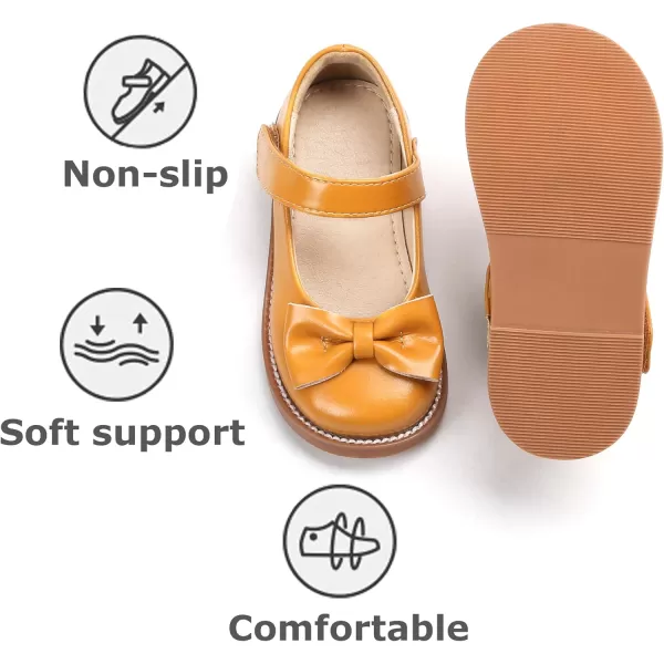 THEE BRON Girls Mary Jane Flats Toddler Kids School Uniform Party Dress ShoesAx302yellow