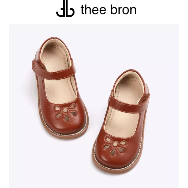 THEE BRON Girls Mary Jane Flats Toddler Kids School Uniform Party Dress ShoesAx304brown