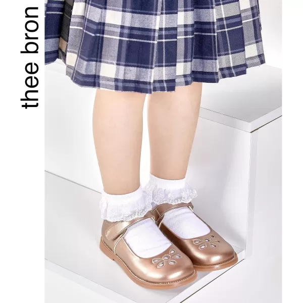 THEE BRON Girls Mary Jane Flats Toddler Kids School Uniform Party Dress ShoesAx304champagne