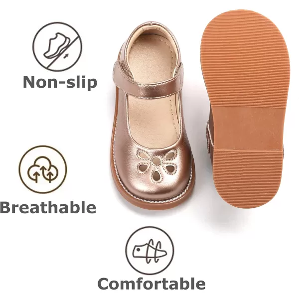THEE BRON Girls Mary Jane Flats Toddler Kids School Uniform Party Dress ShoesAx304champagne