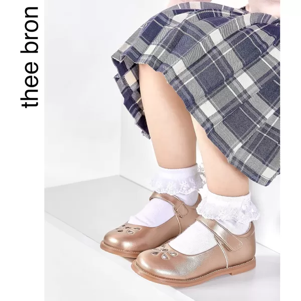 THEE BRON Girls Mary Jane Flats Toddler Kids School Uniform Party Dress ShoesAx304champagne