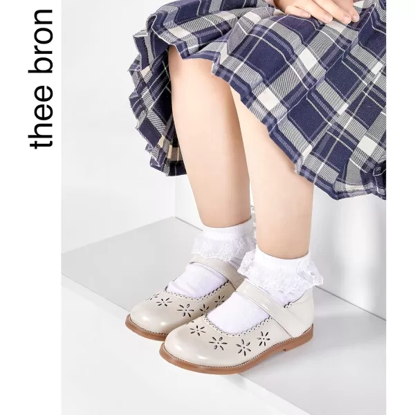 THEE BRON Girls Mary Jane Flats Toddler Kids School Uniform Party Dress ShoesAx306beige