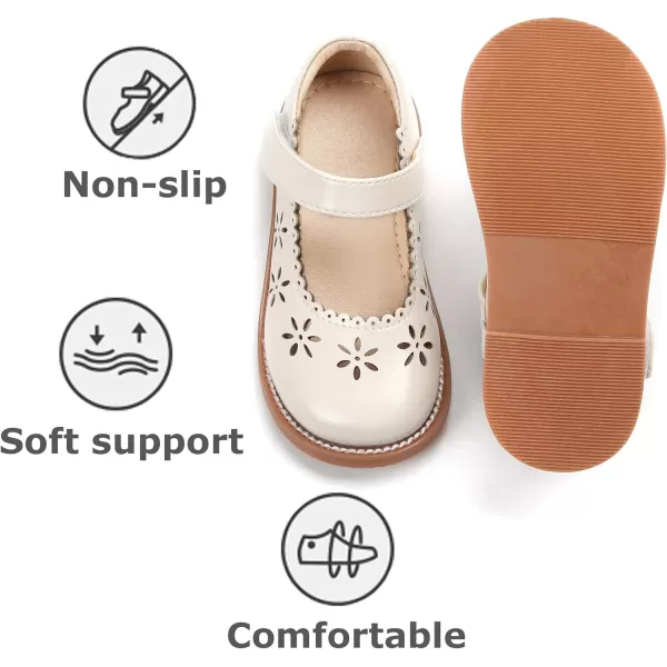 THEE BRON Girls Mary Jane Flats Toddler Kids School Uniform Party Dress ShoesAx306beige