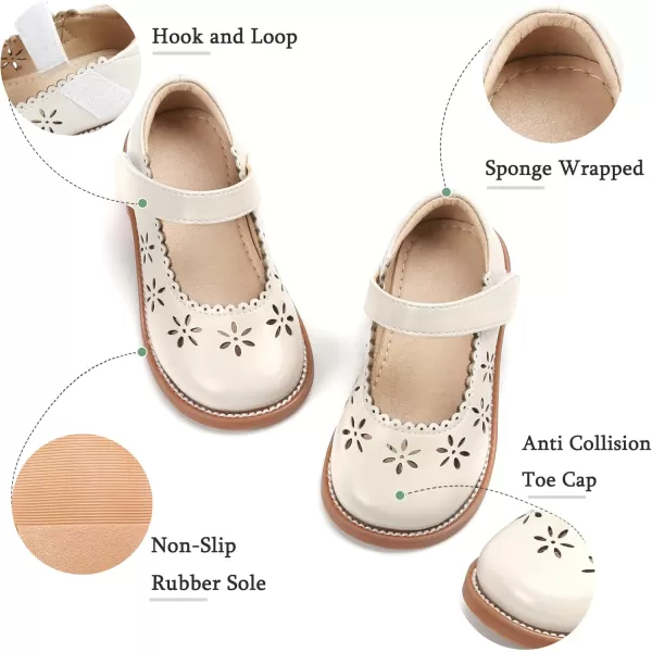 THEE BRON Girls Mary Jane Flats Toddler Kids School Uniform Party Dress ShoesAx306beige