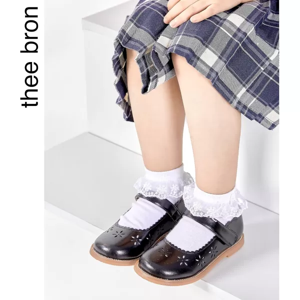 THEE BRON Girls Mary Jane Flats Toddler Kids School Uniform Party Dress ShoesAx306black