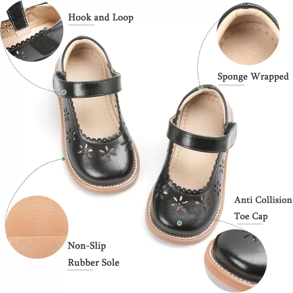 THEE BRON Girls Mary Jane Flats Toddler Kids School Uniform Party Dress ShoesAx306black