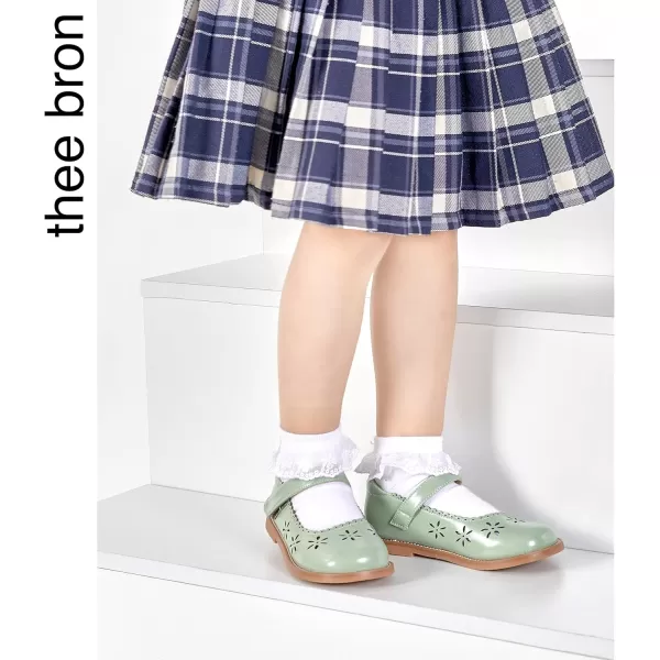 THEE BRON Girls Mary Jane Flats Toddler Kids School Uniform Party Dress ShoesAx306green