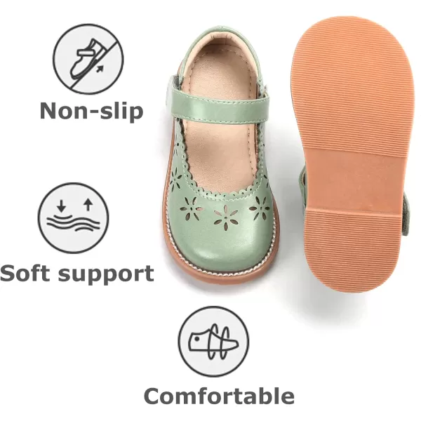 THEE BRON Girls Mary Jane Flats Toddler Kids School Uniform Party Dress ShoesAx306green