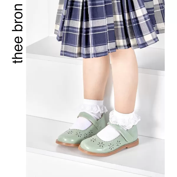 THEE BRON Girls Mary Jane Flats Toddler Kids School Uniform Party Dress ShoesAx306green