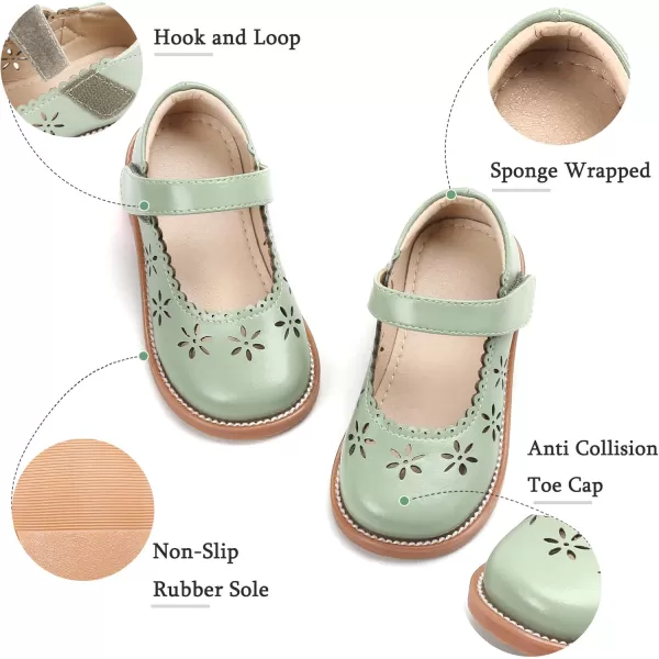 THEE BRON Girls Mary Jane Flats Toddler Kids School Uniform Party Dress ShoesAx306green