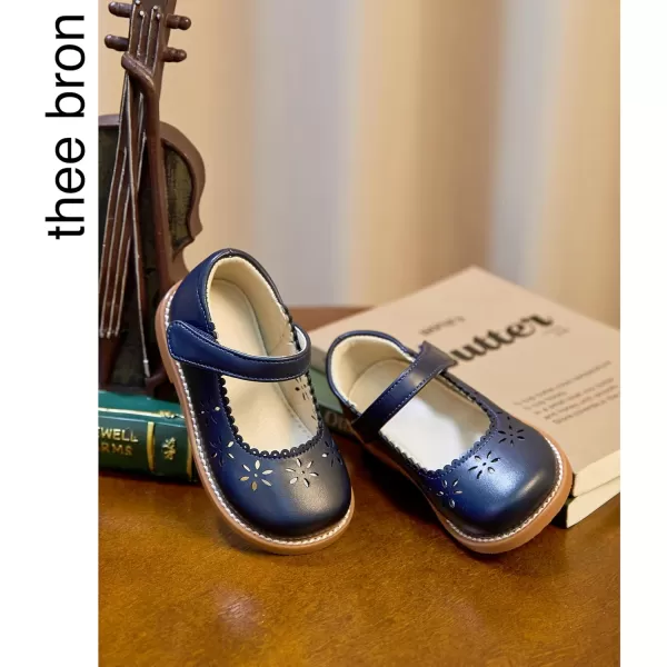 THEE BRON Girls Mary Jane Flats Toddler Kids School Uniform Party Dress ShoesAx306navy Blue