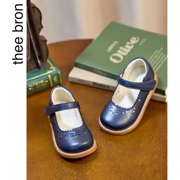 THEE BRON Girls Mary Jane Flats Toddler Kids School Uniform Party Dress ShoesAx306navy Blue
