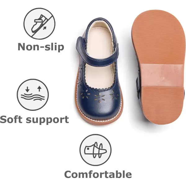 THEE BRON Girls Mary Jane Flats Toddler Kids School Uniform Party Dress ShoesAx306navy Blue