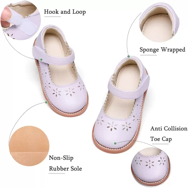 THEE BRON Girls Mary Jane Flats Toddler Kids School Uniform Party Dress ShoesAx306purple