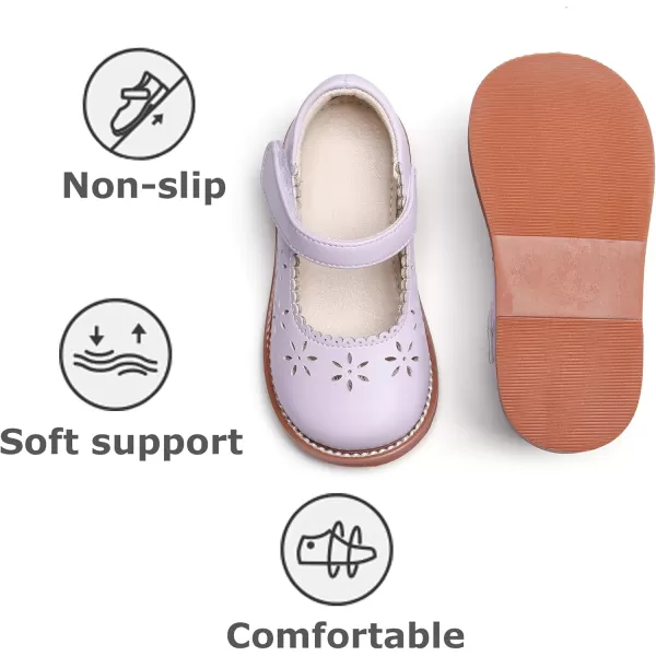 THEE BRON Girls Mary Jane Flats Toddler Kids School Uniform Party Dress ShoesAx306purple