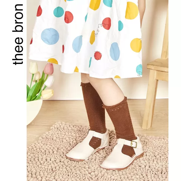 THEE BRON Girls Mary Jane Flats Toddler Kids School Uniform Party Dress ShoesAx308beige