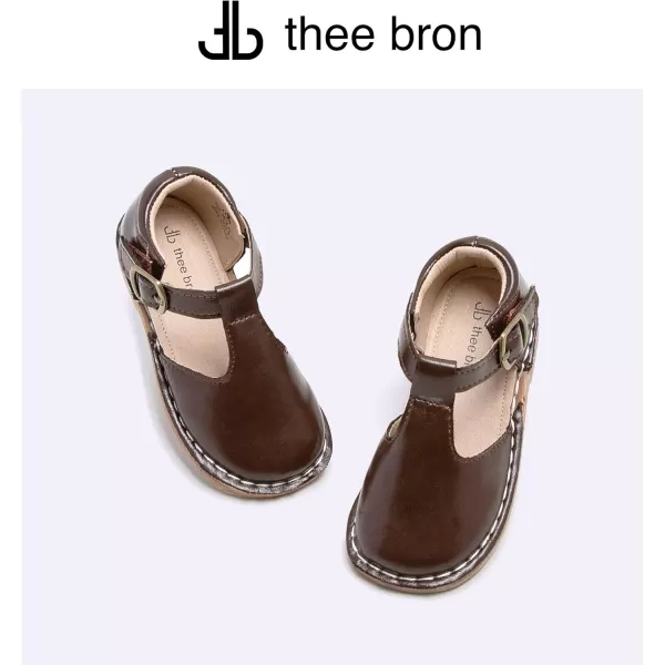 THEE BRON Girls Mary Jane Flats Toddler Kids School Uniform Party Dress ShoesAx308brown