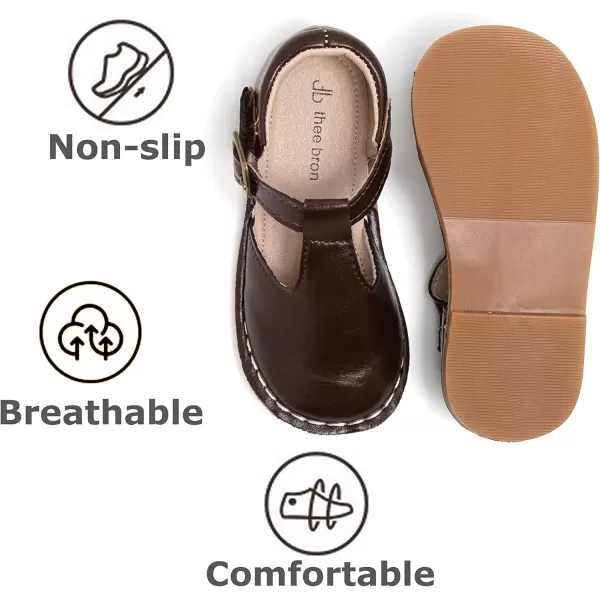 THEE BRON Girls Mary Jane Flats Toddler Kids School Uniform Party Dress ShoesAx308brown