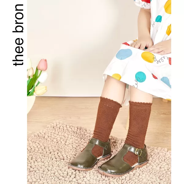 THEE BRON Girls Mary Jane Flats Toddler Kids School Uniform Party Dress ShoesAx308green