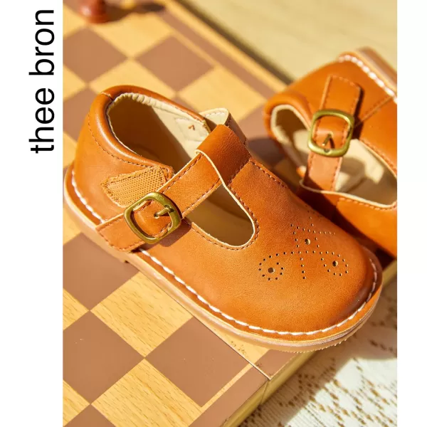 THEE BRON Girls Mary Jane Flats Toddler Kids School Uniform Party Dress ShoesAx316brown