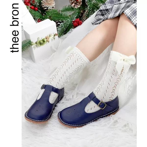 THEE BRON Girls Mary Jane Flats Toddler Kids School Uniform Party Dress ShoesAx316dark Blue