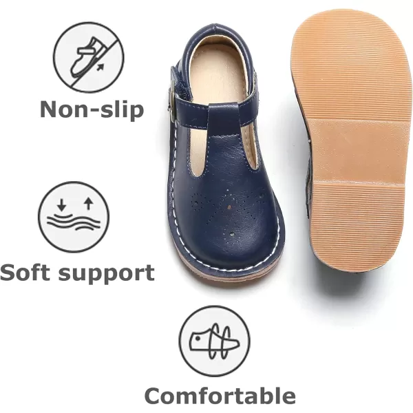 THEE BRON Girls Mary Jane Flats Toddler Kids School Uniform Party Dress ShoesAx316dark Blue
