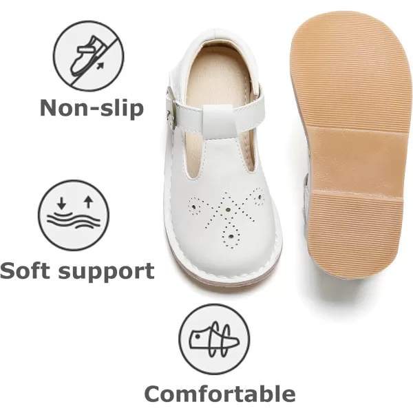 THEE BRON Girls Mary Jane Flats Toddler Kids School Uniform Party Dress ShoesAx316white