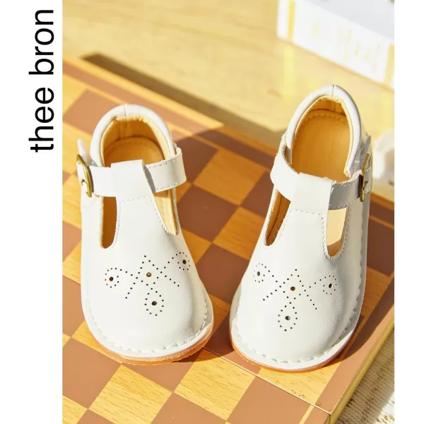 THEE BRON Girls Mary Jane Flats Toddler Kids School Uniform Party Dress ShoesAx316white