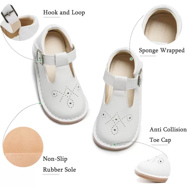 THEE BRON Girls Mary Jane Flats Toddler Kids School Uniform Party Dress ShoesAx316white