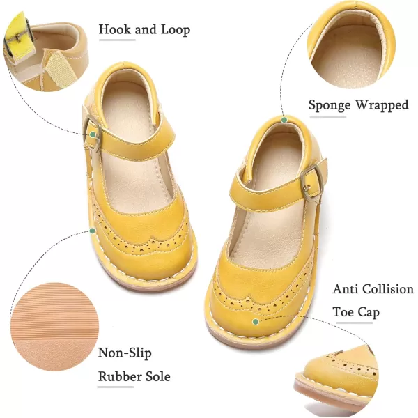 THEE BRON Girls Mary Jane Flats Toddler Kids School Uniform Party Dress ShoesAx318yellow