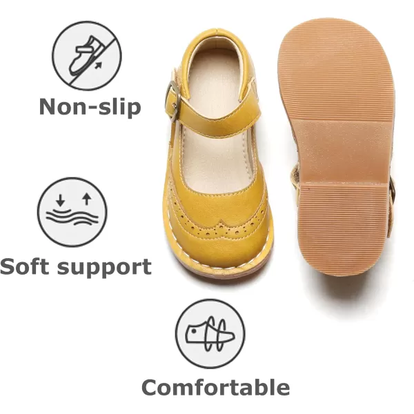 THEE BRON Girls Mary Jane Flats Toddler Kids School Uniform Party Dress ShoesAx318yellow