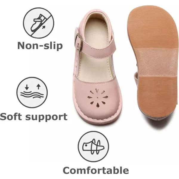 THEE BRON Girls Mary Jane Flats Toddler Kids School Uniform Party Dress ShoesAx320pink