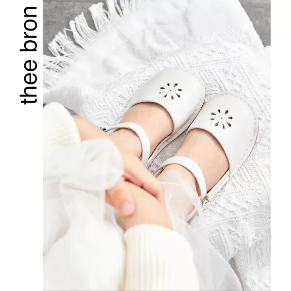 THEE BRON Girls Mary Jane Flats Toddler Kids School Uniform Party Dress ShoesAx320white