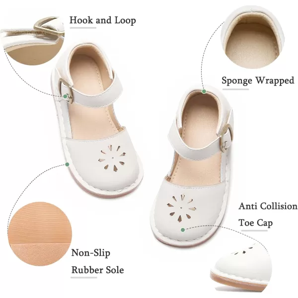THEE BRON Girls Mary Jane Flats Toddler Kids School Uniform Party Dress ShoesAx320white