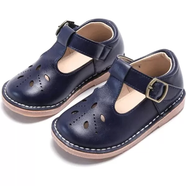 THEE BRON Girls Mary Jane Flats Toddler Kids School Uniform Party Dress ShoesA68dark Blue