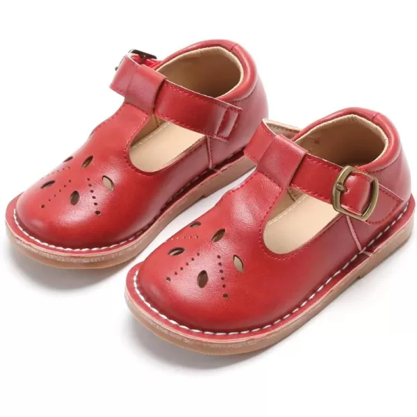 THEE BRON Girls Mary Jane Flats Toddler Kids School Uniform Party Dress ShoesA68red