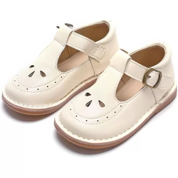THEE BRON Girls Mary Jane Flats Toddler Kids School Uniform Party Dress ShoesA76beige